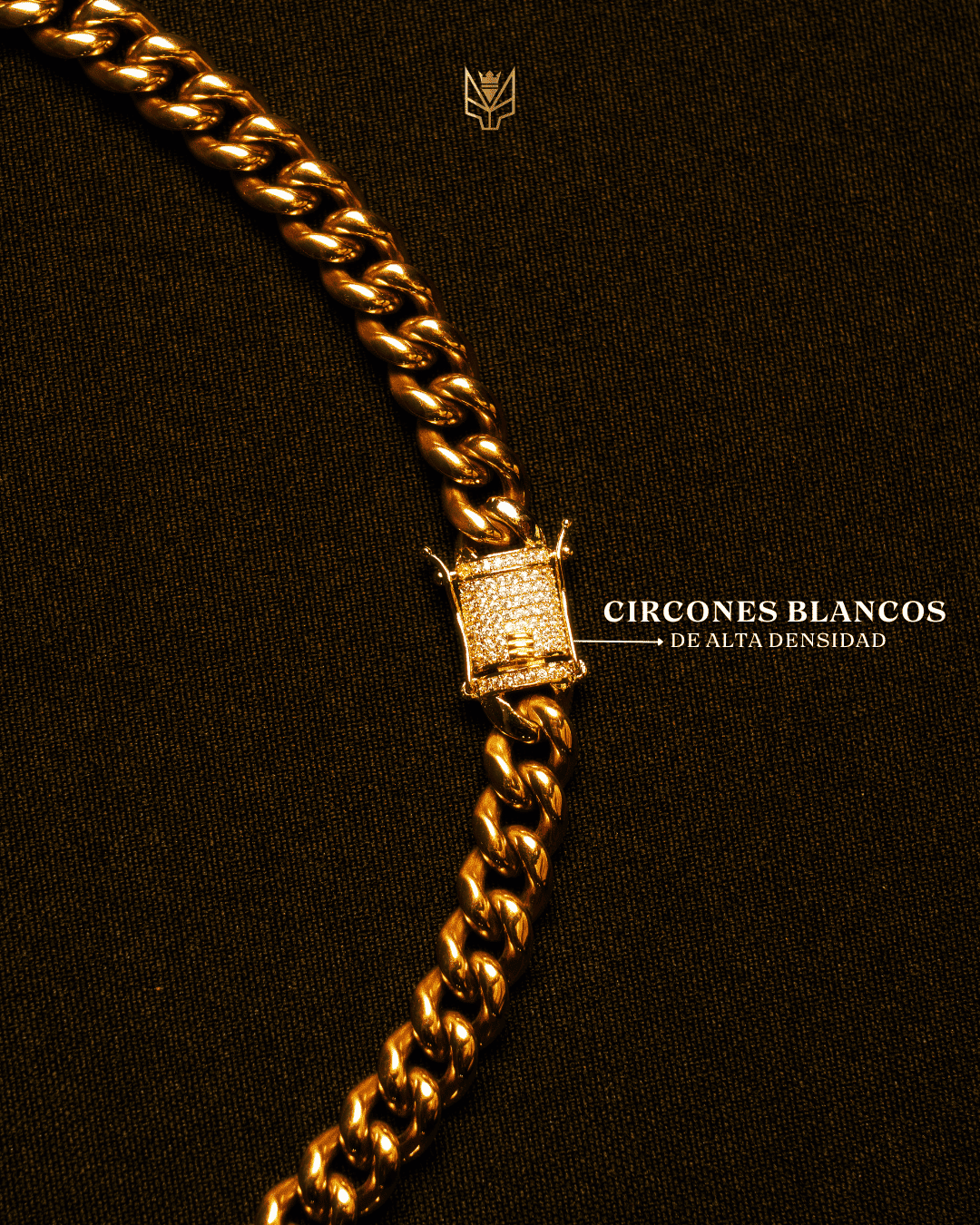 Cadena cubana Miami de 10 mm con broche reforzado y circonias sintéticas