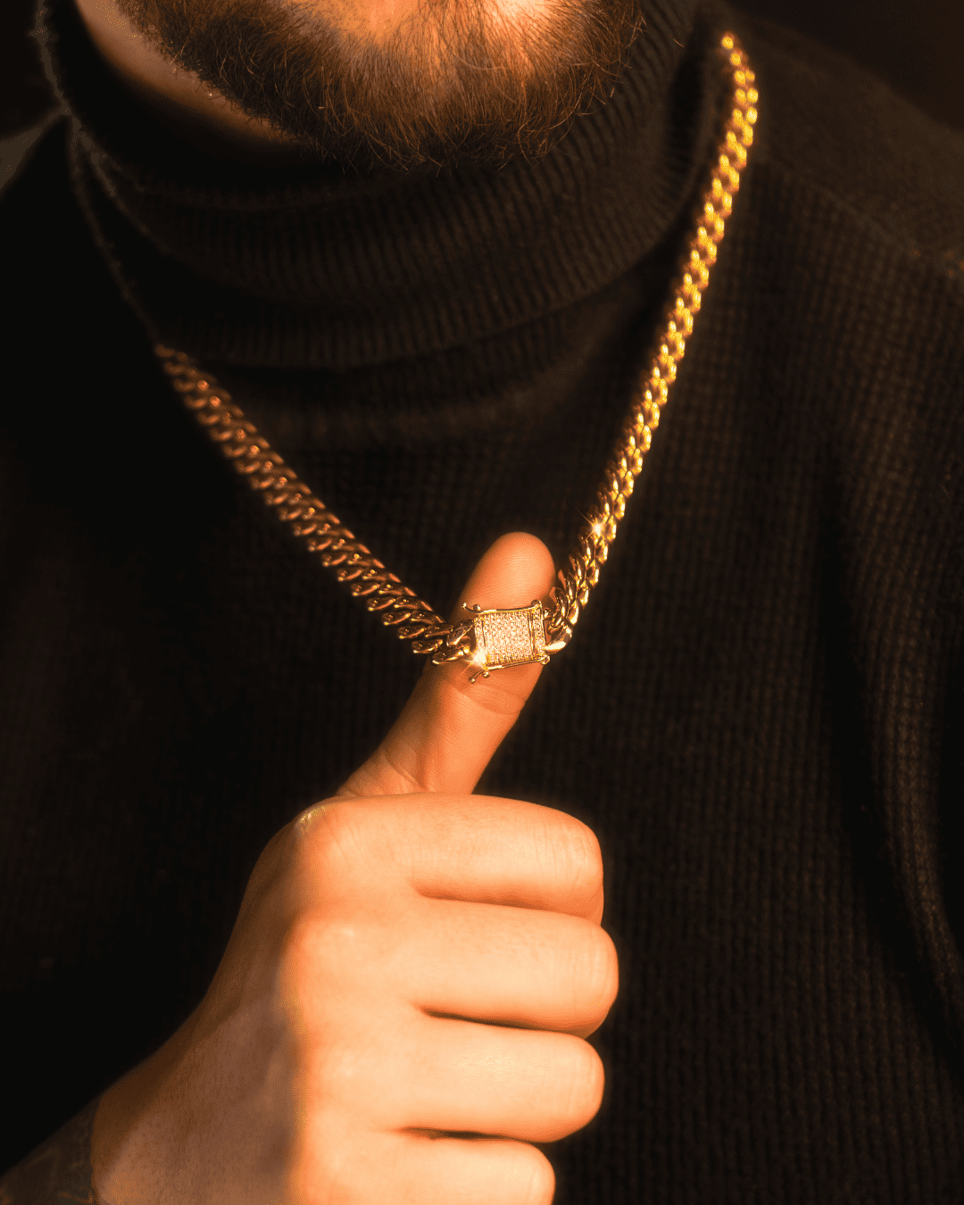 Cadena cubana de 10 mm con enchape de oro 18K de 6 micras e hipoalergénica